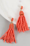 Seed Bead Tassel Dangling Earrings