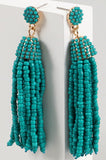 Seed Bead Tassel Dangling Earrings