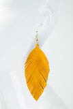 Leather leaf dangle earrings