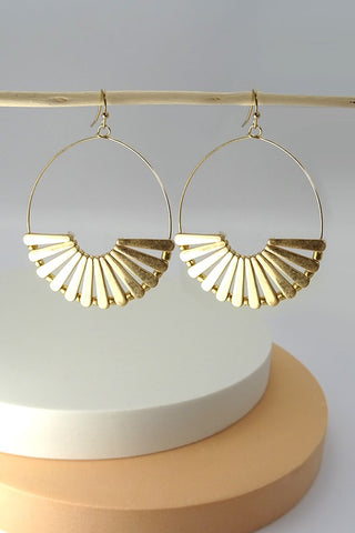 Fan Wire Hoop Earrings