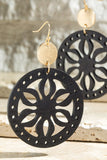 Flower Laser Cut Wood Earrings