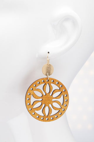 Flower Laser Cut Wood Earrings