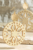 Flower Laser Cut Wood Earrings