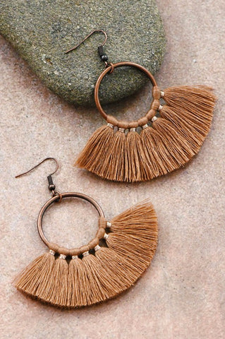 Boho Fan Shaped Tassel Earrings - More Colors