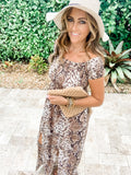 Snake Print Smocked Maxi Dress