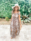 Snake Print Smocked Maxi Dress