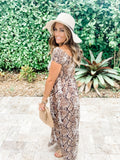 Snake Print Smocked Maxi Dress