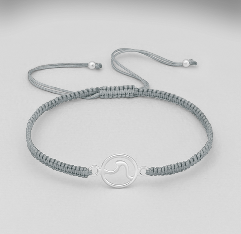 Sterling Silver Wave Adjustable Thread Bracelet