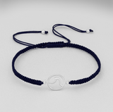 Sterling Silver Wave Adjustable Thread Bracelet