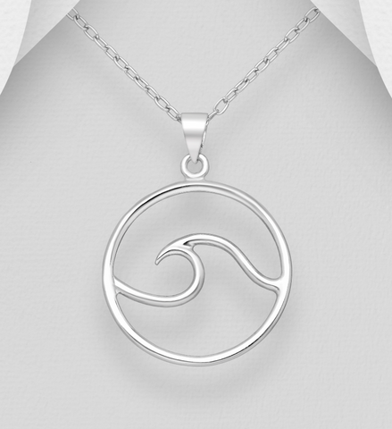 Sterling Silver Circle Wave Necklace