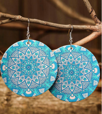 Vintage Round Mandala Paisley Earrings