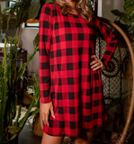 Plaid Long Sleeve Dress