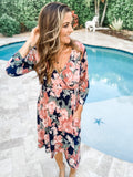 Floral Faux Wrap Dress