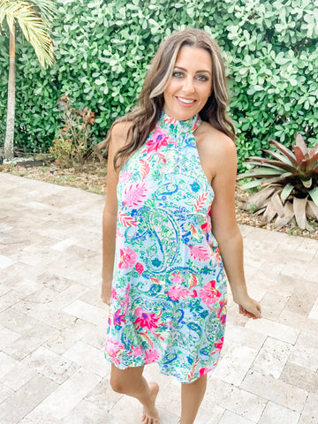 Paisley Floral Halter Dress