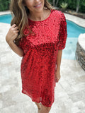 Red Party Time Sequin Dress