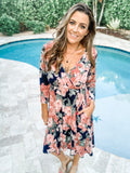 Floral Faux Wrap Dress