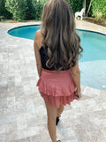 Marsala Smocked Ruffle Skort