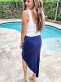 Suede Asymmetrical Wrap Skirt