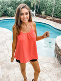 Coral Flowy Spaghetti Strap Tank