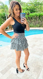 Snow Leopard Smocked Ruffle Skort