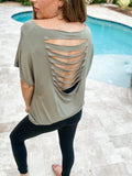 Olive Laser Cut Back Top