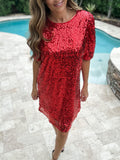 Red Party Time Sequin Dress