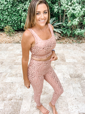 Pink Leopard Foil Sports Bra